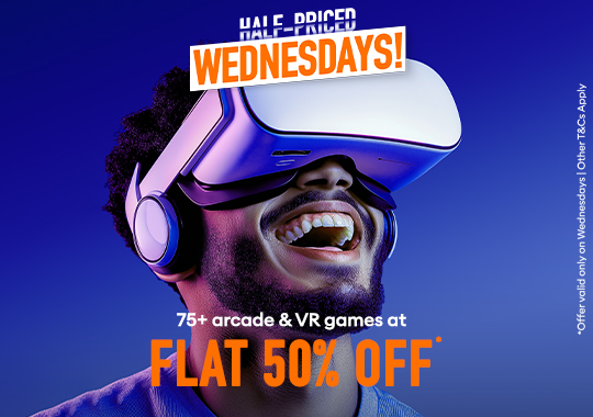 Half Priced Wednesdays offer on arcade & VR games
